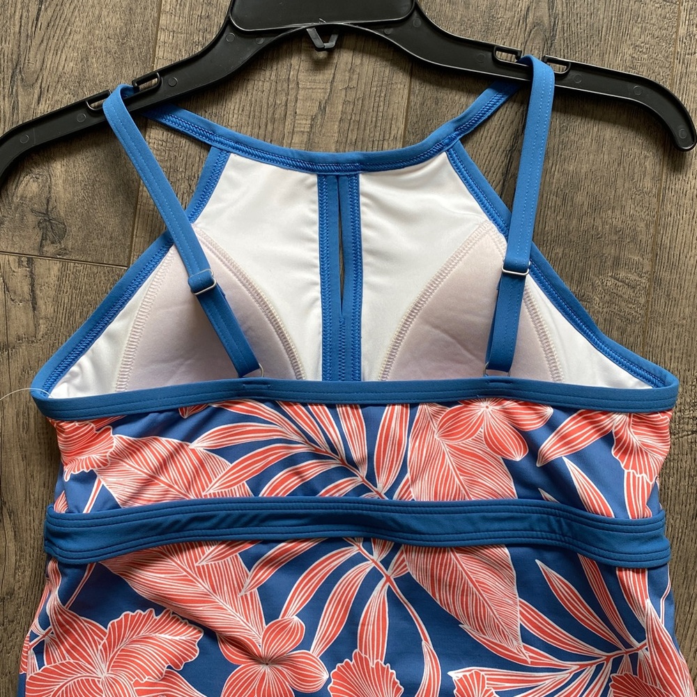 NWT Tropical Blue LANDS END Keyhole High Neck Tankini Top - Sz 8 - Picture 5 of 7